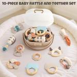Baby Rattles & Teethers Set – Baby Toys 0-6 Months, Teething Toys 3-6 Months, Sensory Toys with Soft Textures, Gentle Sounds & Easy-Grip Shape, Neutral Newborn Gift(10-Pack)