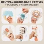 Baby Rattles & Teethers Set – Baby Toys 0-6 Months, Teething Toys 3-6 Months, Sensory Toys with Soft Textures, Gentle Sounds & Easy-Grip Shape, Neutral Newborn Gift(10-Pack)