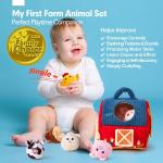 hahaland Baby Toys 6-12 Months - Surprise Barn Stuffed Farm Animals, Rattle, Crinkle, Mirror, Montessori Toys for 6 Month Old Sensory Balls 1-3 Plush Toy Girl Boy Gifts Baby Easter Basket Stuffers
