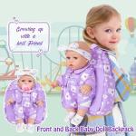 12" Baby Doll with Flower Pattern Backpack Carrier,12 Inch Realistic Baby Dolls with Clothes and Accessories Hanky Pacifier Bottle Diaper Toy Pretend Play Collection for 3+ Child Girls Gifts