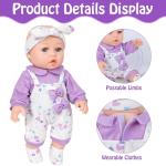 12" Baby Doll with Flower Pattern Backpack Carrier,12 Inch Realistic Baby Dolls with Clothes and Accessories Hanky Pacifier Bottle Diaper Toy Pretend Play Collection for 3+ Child Girls Gifts