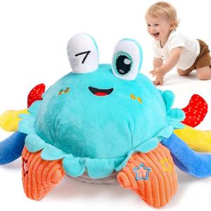 Baby Toys 1 Year Old 6-12 Months, Crawling Crab Baby Plush Toy, Musical Tummy Time Toys, Dancing Moving Bouncing Recording Sensory Toys for 1 2 3 Year Old Boy Girl Gifts