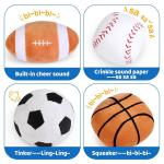 KMUYSL Baby Toys 0-12 Months, My First Sports Bag Plush Toy - 4 Sensory Balls Soft Toys with Crinkle, Rattles for 0-3-6-9-12 Month Newborn Infant, 1st Birthday for Babies Boys Girls Age 1