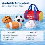 KMUYSL Baby Toys 0-12 Months, My First Sports Bag Plush Toy - 4 Sensory Balls Soft Toys with Crinkle, Rattles for 0-3-6-9-12 Month Newborn Infant, 1st Birthday for Babies Boys Girls Age 1