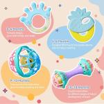 15PCS Rattles for Babies 0-6 Months - BPA-Free Baby Rattles 0-3, 6-12 Months for Newborn Soft Teething Toys Infant Toys with Wrist & Ankle Rattles, Baby Gift Set with Box for Hand-Eye Coordination