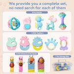15PCS Rattles for Babies 0-6 Months - BPA-Free Baby Rattles 0-3, 6-12 Months for Newborn Soft Teething Toys Infant Toys with Wrist & Ankle Rattles, Baby Gift Set with Box for Hand-Eye Coordination