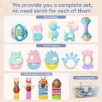 15PCS Rattles for Babies 0-6 Months - BPA-Free Baby Rattles 0-3, 6-12 Months for Newborn Soft Teething Toys Infant Toys with Wrist & Ankle Rattles, Baby Gift Set with Box for Hand-Eye Coordination
